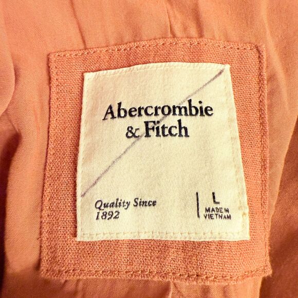 Abercrombie & Fitch Linen Blend Open Front Blazer Jacket Mauve Pink Women's Lg - Picture 3 of 4